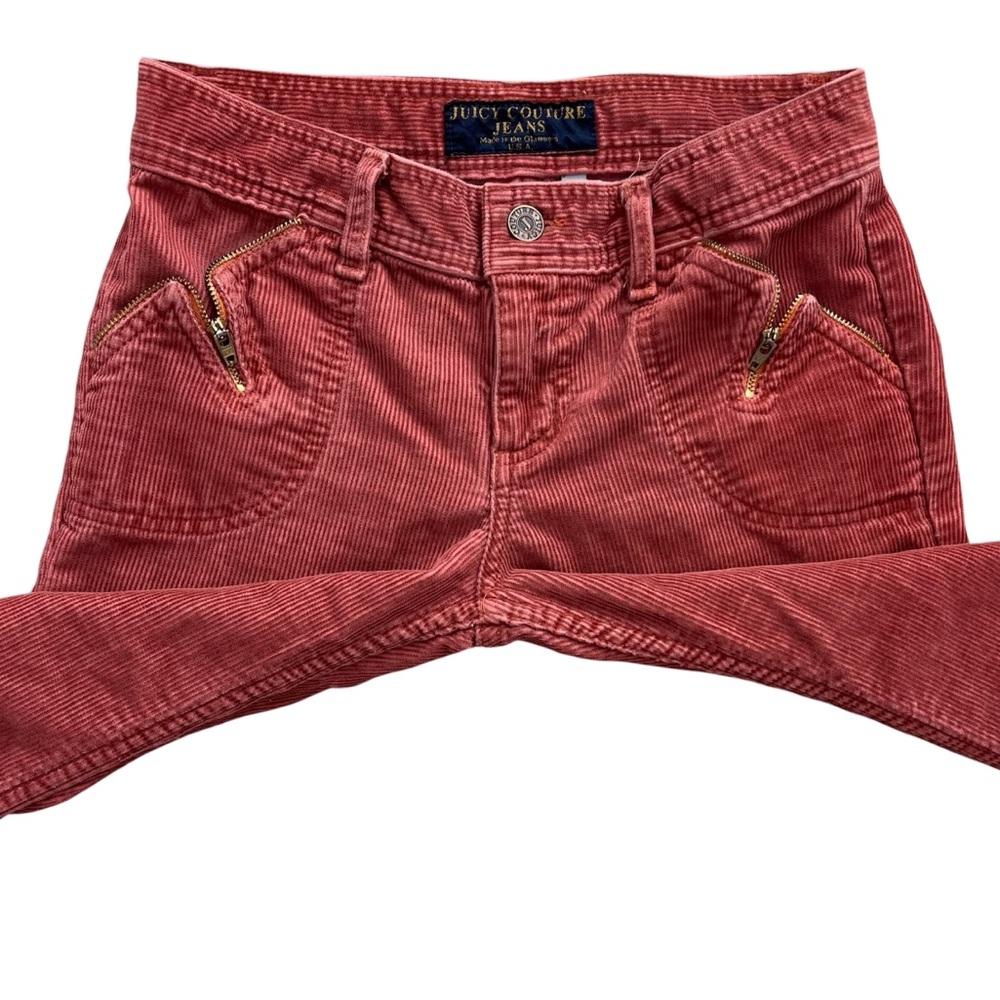 Vintage Juicy Couture Y2K Low Rise Chunky Coral Corduroy Flare Pants Rare Sample - Picture 4 of 16